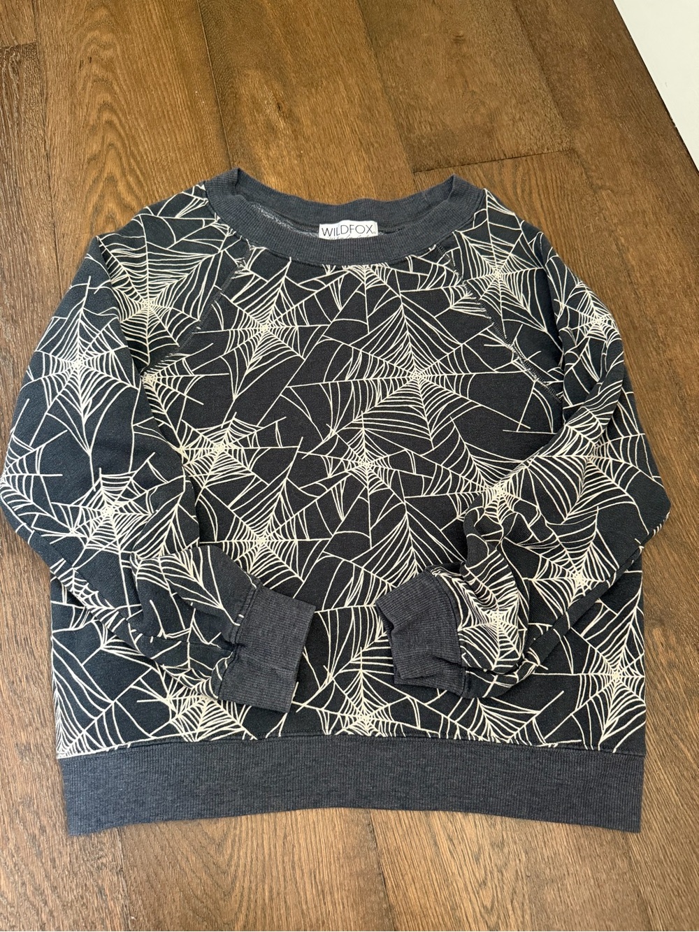 Wildfox Women’s Black Spiderweb Halloween Print Sweatshirt Sz S